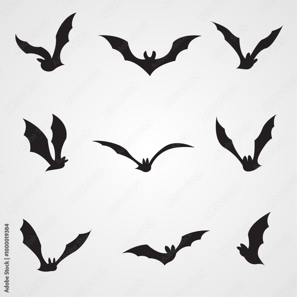 Naklejka premium Bat Halloween silhouette icon flat element illustration design