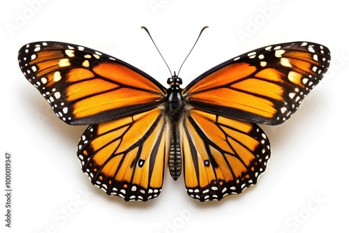 Isolated monarch butterfly on white background