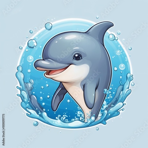 cute dolphin in kawaii style