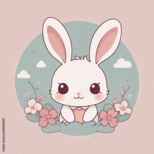 cute rabbit bunny in kawaii style