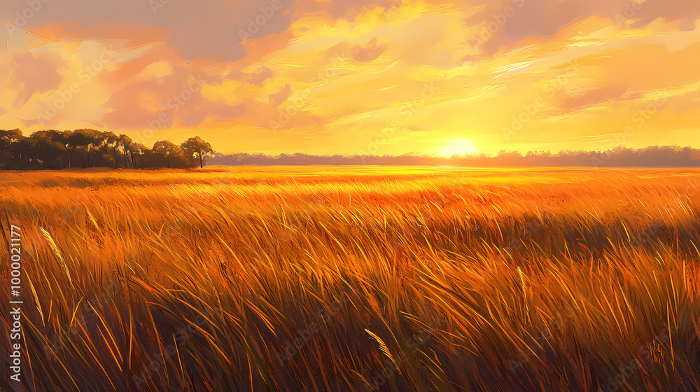 Expansive savannah grasslands at dawn the first light painting the landscape golden, soft light, sunset. savannah grasslands. illustration. Savannah Sunrise. Illustration Expansive savannah grasslands at dawn the first light painting the landscape golden, soft light, sunset. savannah grasslands. illustration. Savannah Sunrise. Illustration