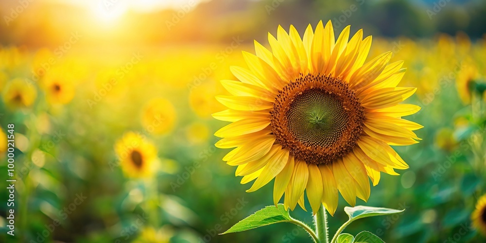 Fototapeta premium Isolated sunflower in full bloom during summer
