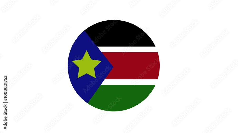 South Sudan national flag icon. Circular SOUTH SUDAN flag badge animation on white background. South Sudan national flag icon. Circular SOUTH SUDAN flag badge animation on white background.