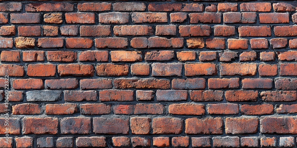 Fototapeta premium A Seamless Pattern of Weathered Red Brick Wall with Mortar