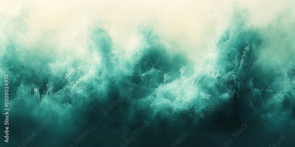 Abstract Teal and Cream Swirling Cloudscape with a Misty Atmosphere Abstract Teal and Cream Swirling Cloudscape with a Misty Atmosphere