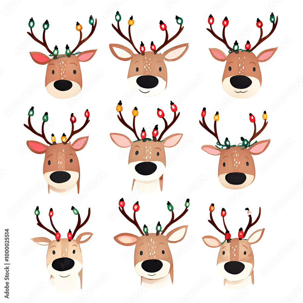 Cute Christmas deer png. Christmas deer with antlers decorated with a garland. The concept of Christmas and New Year. Cute cartoon elements png. Cute Christmas deer png. Christmas deer with antlers decorated with a garland. The concept of Christmas and New Year. Cute cartoon elements png.