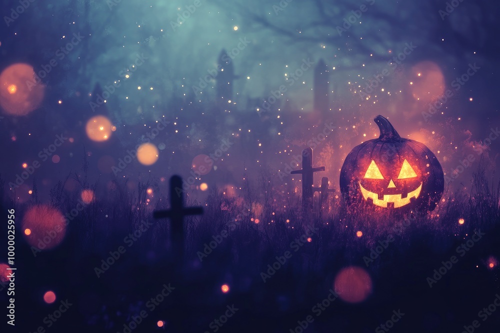 Eerie illustration of halloween day with bokeh and blur background. Premium illustration for banners, posters, greetings and Halloween celebrations - generative ai Eerie illustration of halloween day with bokeh and blur background. Premium illustration for banners, posters, greetings and Halloween celebrations - generative ai