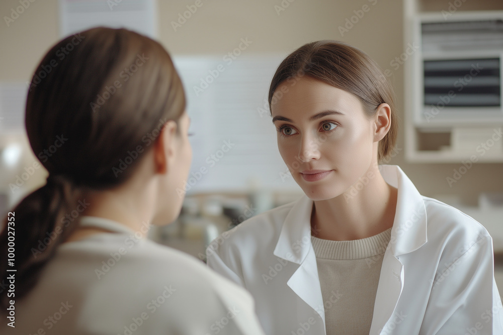 A patient sits with a surgeon during a post-surgery follow-up, as the surgeon gently examines the healing process. Medical charts and equipment in the background create a professional atmosphere with A patient sits with a surgeon during a post-surgery follow-up, as the surgeon gently examines the healing process. Medical charts and equipment in the background create a professional atmosphere with