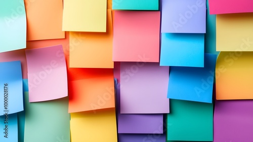 Colorful sticky notes on a wall.