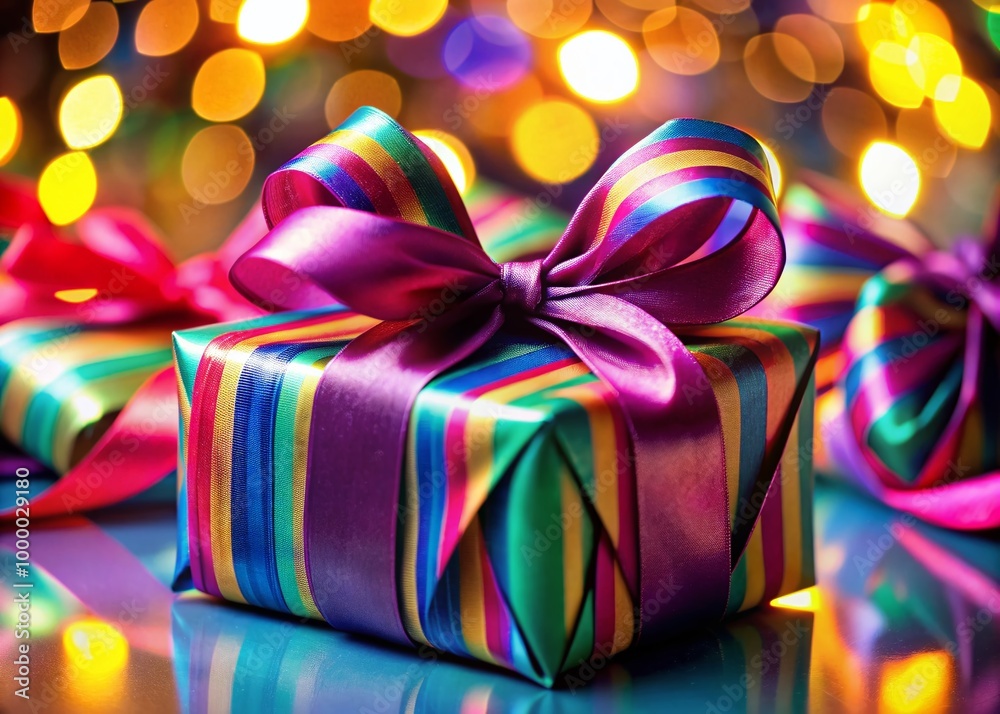 Elegant gift wrapped in vibrant ribbon showcasing the joy of giving for special occasions and celebrations