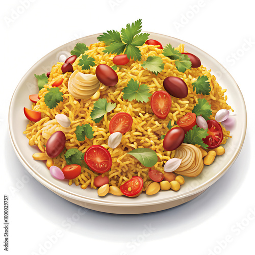 Delicious Bhel Puri Indian Street Food Vector – Flat Art Illustration on White Background for Ads and Billboards photo