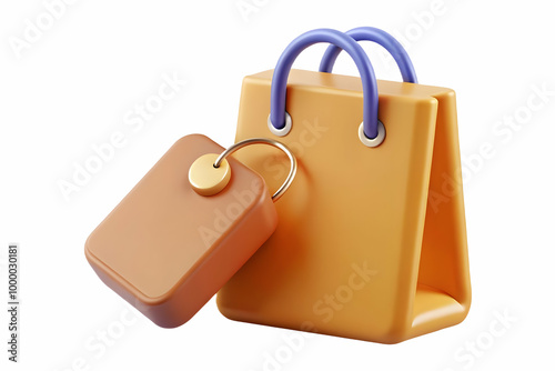 Minimalist Isolated Price Tag and Shopping Bag Vector Illustration for Retail Pricing and Marketing Promotions