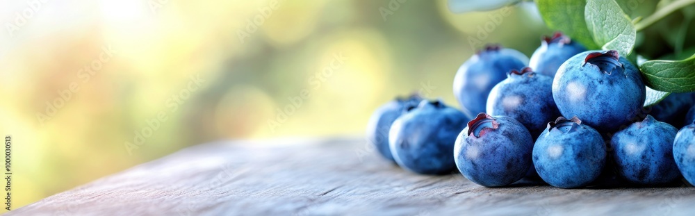 A close-up of fresh blueberries on a wooden surface with a blurred background. A close-up of fresh blueberries on a wooden surface with a blurred background.