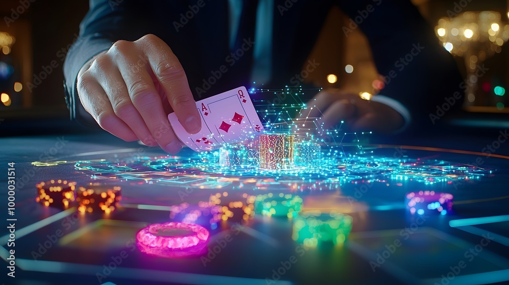 Ace of Diamonds and Digital Network with Poker Chips. Ace of Diamonds and Digital Network with Poker Chips.