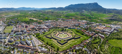 Panoramic aerial view of Jaca in Huesca, Spain