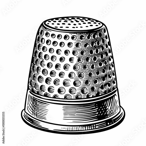 Hand Drawn Vintage Thimble Illustration for Sewing and Craft Designs