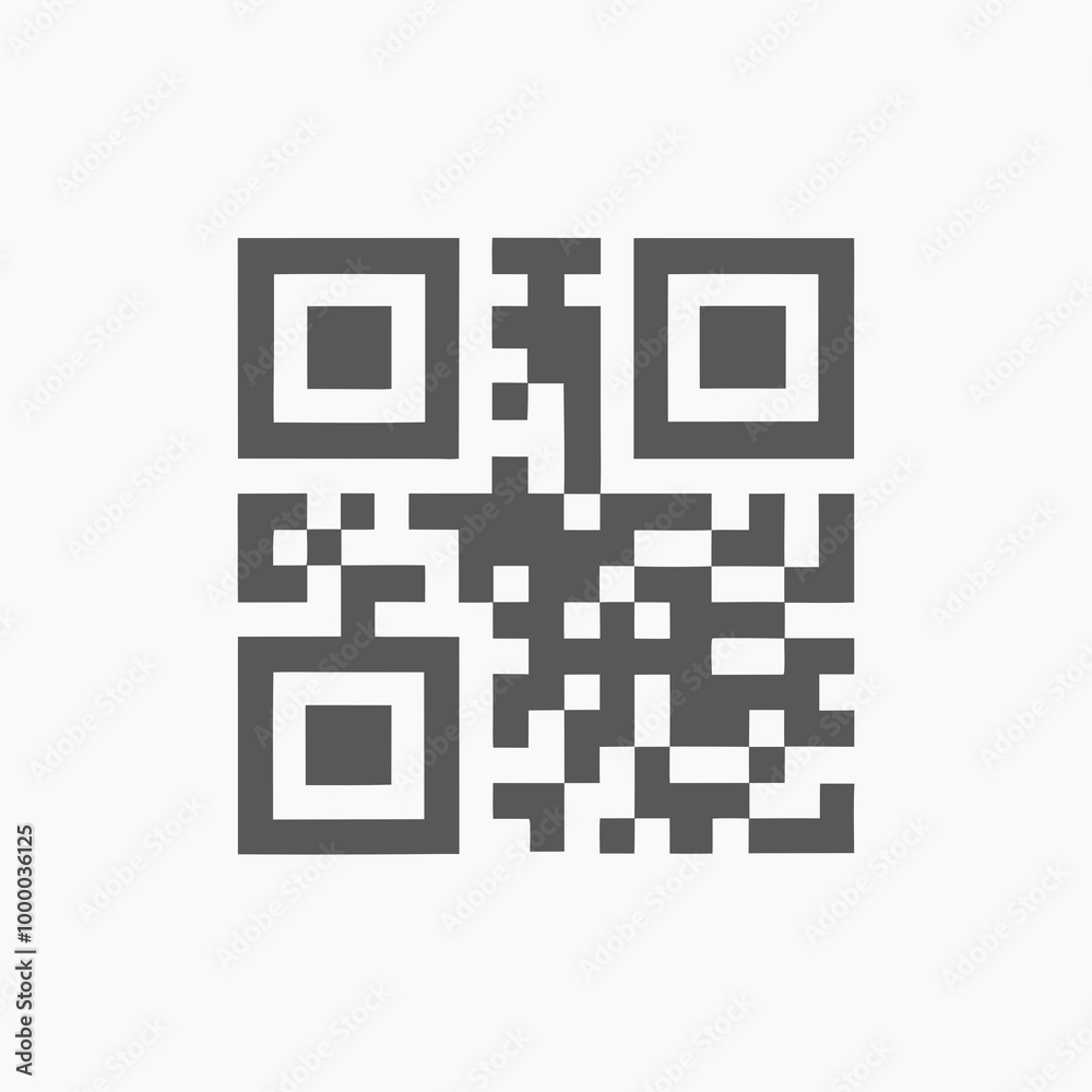 QR code in gray color on a plain background for digital technology concepts