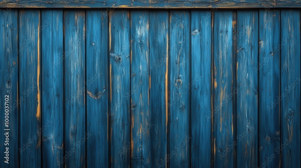 A weathered blue wooden fence with a rustic charm A weathered blue wooden fence with a rustic charm