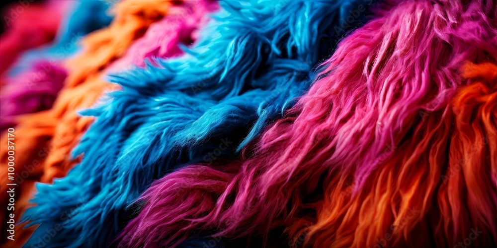 Obraz premium A colorful fur with a mix of blue, pink, and orange