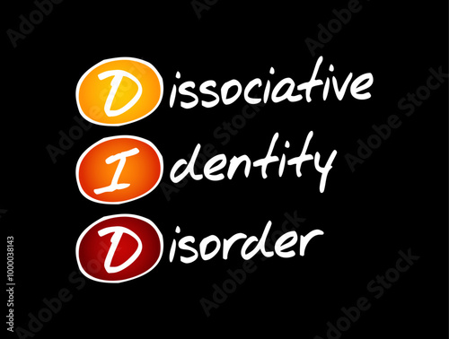 DID Dissociative Identity Disorder - mental disorder characterized by the maintenance of at least two distinct and relatively enduring personality states, acronym text concept background