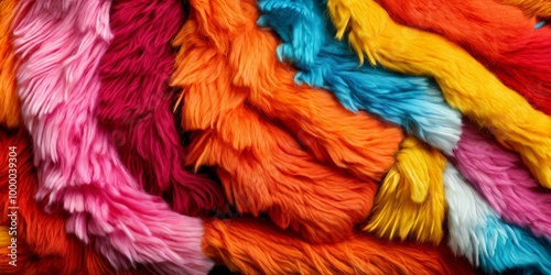 A colorful pile of fur with a rainbow of colors