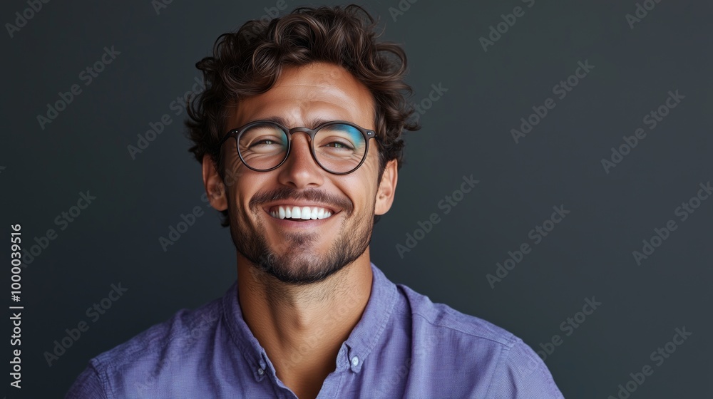 Portrait of a happy handsome man in a shirt with laughing Portrait of a happy handsome man in a shirt with laughing