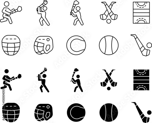 hurling icon set