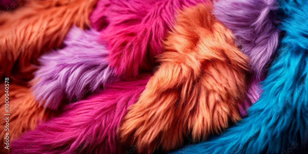 Obraz premium A colorful pile of fur with a mix of pink, orange, and blue