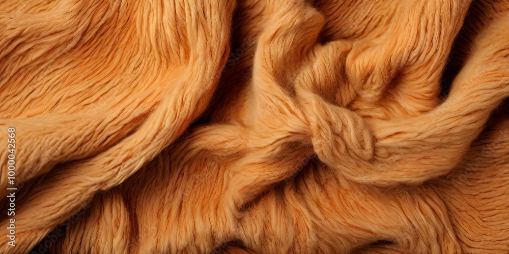 Fototapeta premium A close up of a fuzzy orange fabric with a lot of texture