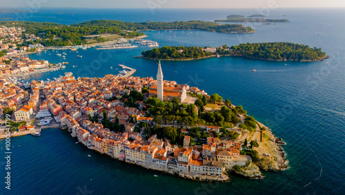 Charming Rovinj, Croatia at sunset with stunning coastal views and vibrant historic architecture