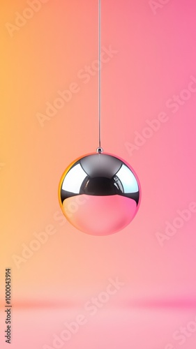 Reflective sphere hanging in a gradient background