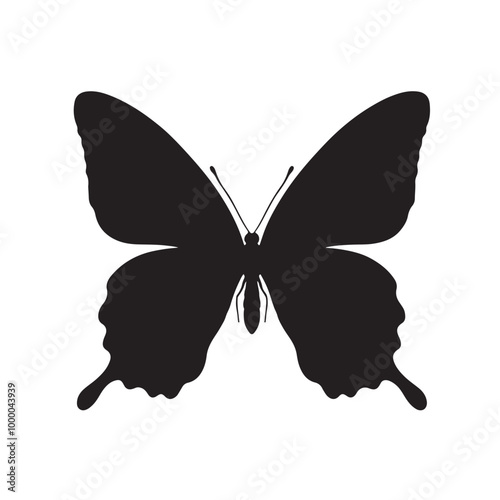 Silhouette of a butterfly with wings spread wide vector on a white background