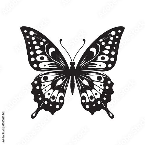 Silhouette of a butterfly with wings spread wide vector on a white background