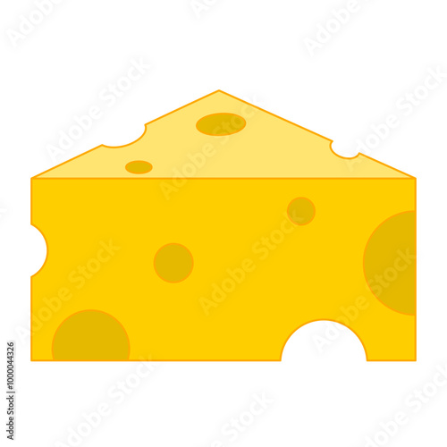 Yellow Cheese vector illustration flat design on White Background, Food illustration  for Menu and Restaurant graphic elements, Fast food Banner, Business Decoration vector (Editable)