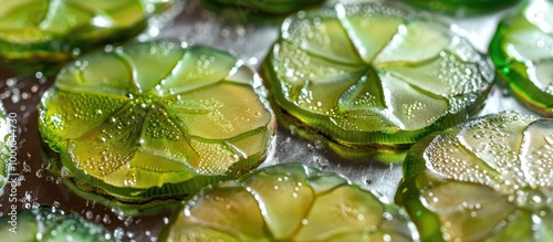 Green Colored Caramelized Pear Slices For Cake Decor photo