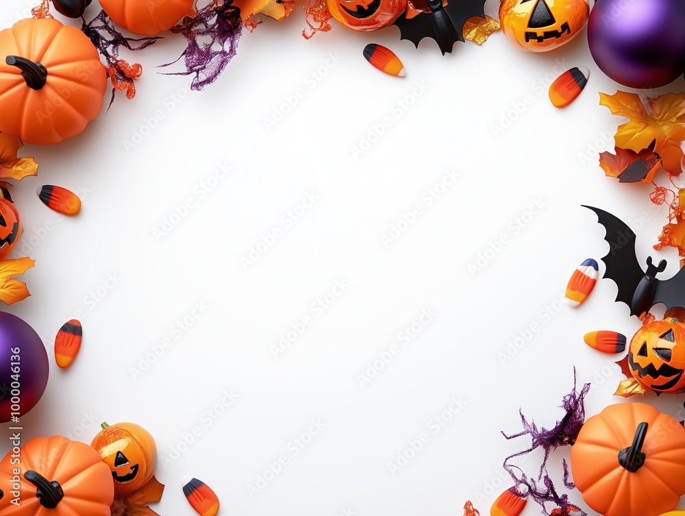 Fototapeta premium Halloween Pumpkin Leaf Frame