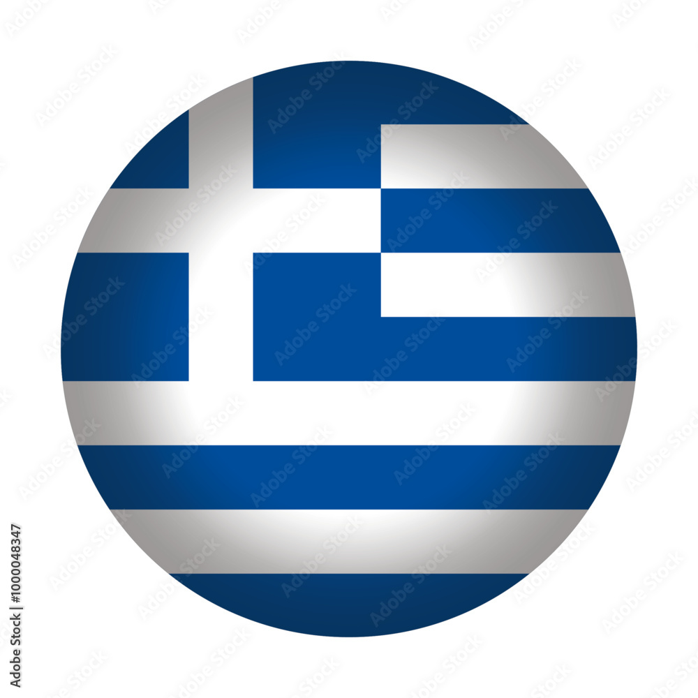 Round Greek flag icon, vector illustration. Greece flag button isolated on a transparent or white background. Round Greek flag icon, vector illustration. Greece flag button isolated on a transparent or white background.