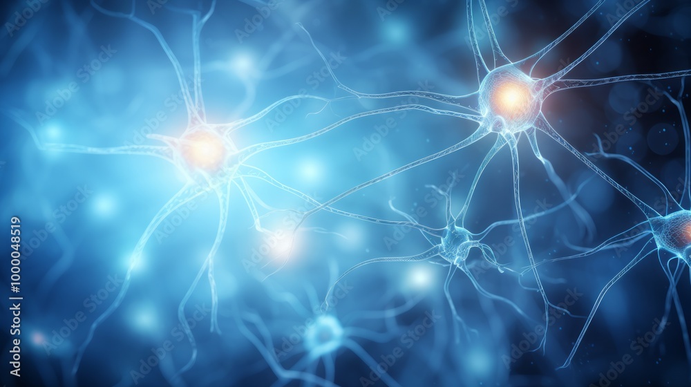 Neurons and synapse sending biological electrical and chemical signaling to human receptor cells. Neural network ai generated art Neurons and synapse sending biological electrical and chemical signaling to human receptor cells. Neural network ai generated art