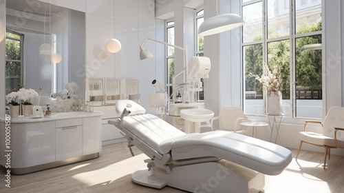 Dermatology and beauty clinic treatment Interior decoration for VIP customers by expert dermatologists. Beauty salon, spa, massage with equipment to to help relax, physiotherapy, relaxing massage.