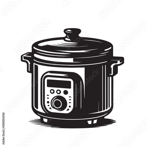 Electric rice cooker silhouette illustration