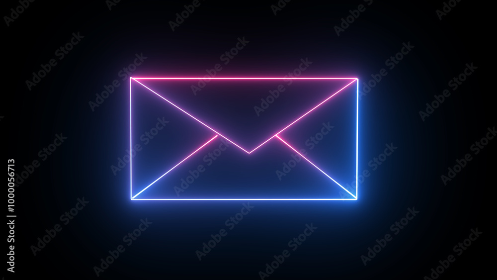 Glowing neon khum or email icon. Abstract symbol icon of letter box. Glowing neon khum or email icon. Abstract symbol icon of letter box.