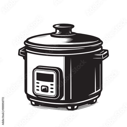 Electric rice cooker silhouette illustration