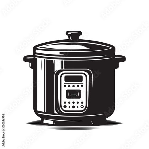 Electric rice cooker silhouette illustration