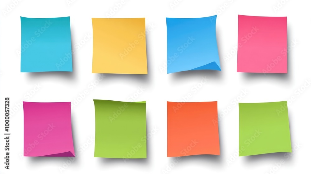 set of colorful sticky note on isolate transparency background, PNG set of colorful sticky note on isolate transparency background, PNG