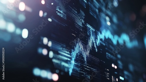 Dynamic digital financial graph reflecting market trends and data fluctuations