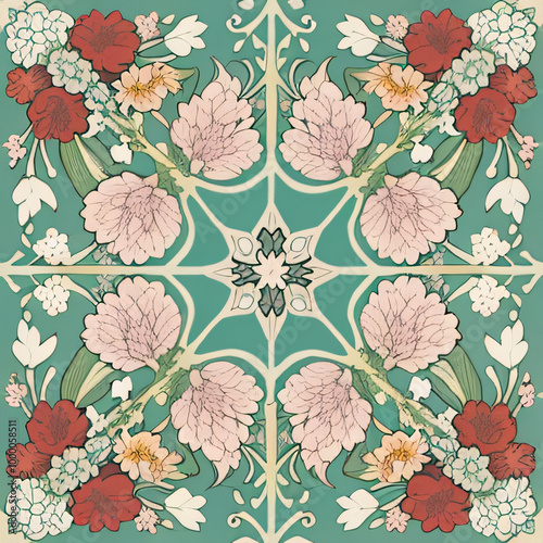 Wallpaper Mural seamless background with flowers_Generated by AI Torontodigital.ca