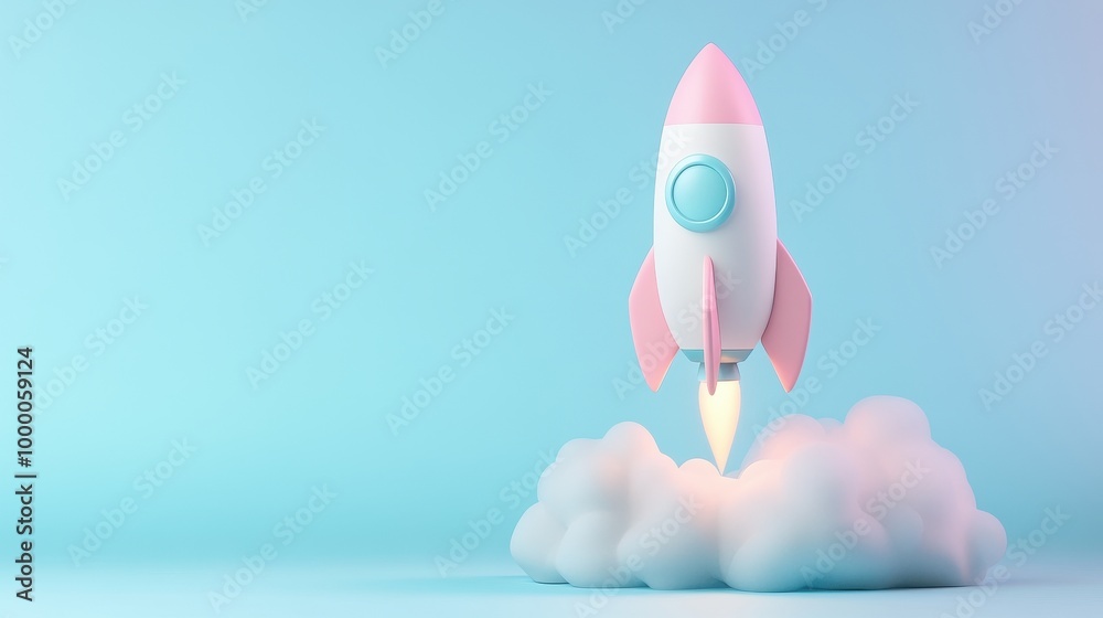 A pink and white rocket is flying through a cloud A pink and white rocket is flying through a cloud