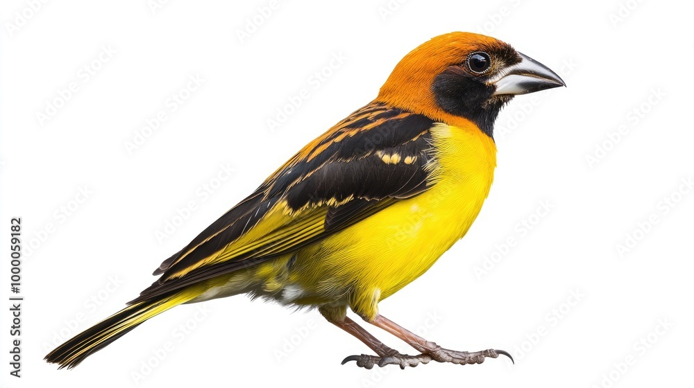 Weaverbird side view full body isolate on transparency background PNG