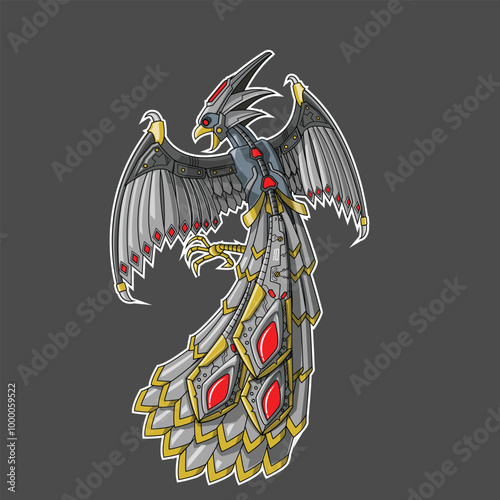 robotic mecha detailed phoenix, perfect for esport logo or mascot, you can add your team name