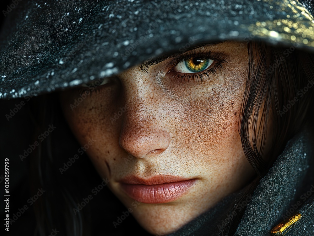 Intriguing Portrait of a Woman with Green Eyes Intriguing Portrait of a Woman with Green Eyes